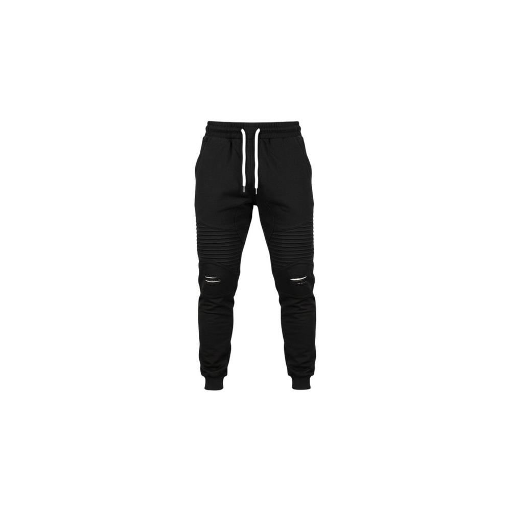 rue21 Moto Joggers Mens Medium Black Distressed Ribbed Knee Sweatpants